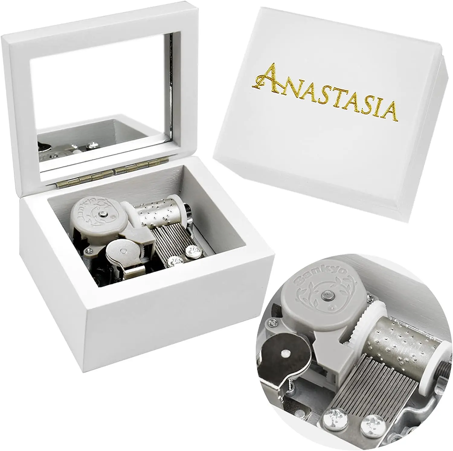 

SOFTALK Anastasia-Once Upon A December White mirror Solid Wood Music Box Birthday, Christmas, Valentine's Day Gift