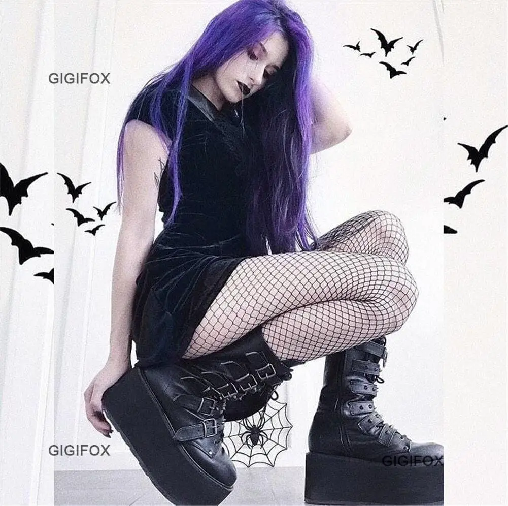 GIGIFOX-Bottes Gothiques à Talons Épais pour Femme, Chaussures à Plateforme, Grandes Tailles 43, Cadeau Cosplay d'Halloween, Nouvelle Mode