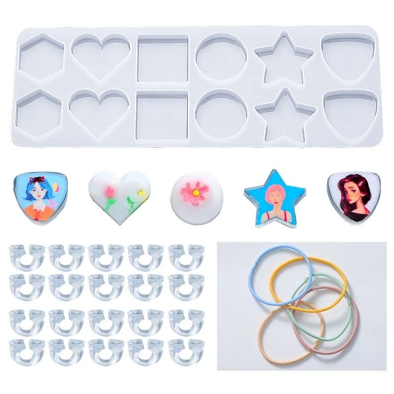 

Rubber Bands Bracelet Making DIY Colorful Braided Wristband with Silicone Mold Star Heart Mold DIY Craft D5QB