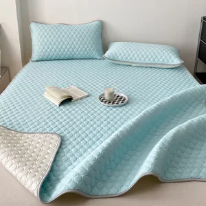 Summer Latex Ice Cool Bed Sheet Mat with Pillowcase 3set Foldable Cool Sleeping Mat Machine Washable Mattress Cover Flat Sheets