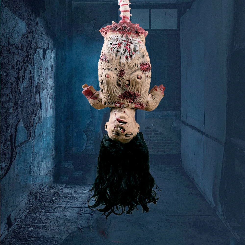 

Halloween Decor Props Horror Limbless Woman Corpse Latex Hanging Skinned Half Body Haunted House Party Yard Outdoor Decoration