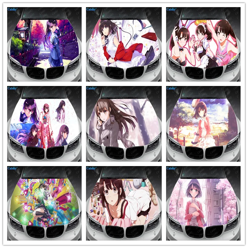 

Megumi Katou Cute Anime Girl Car Hood Vinyl Stickers Wrap Vinyl Film Engine Cover Decals Sticker Car Auto Accessories