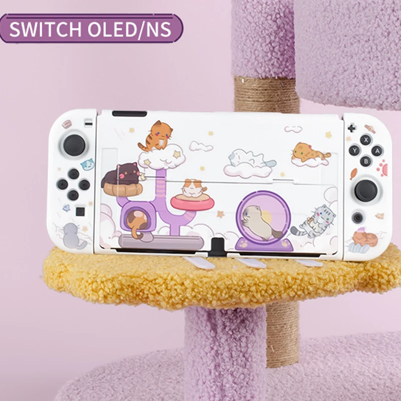Nintendo Switch Oled Guscio Protettivo Cute Cat Park Ns Custodia Oled Custodia Rigida Custodia Per Controller Joycon Per Accessorio Nintendo Switch