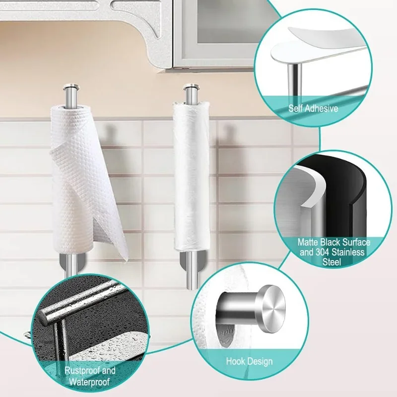 Wall Mounted Storage Rack Toilet Paper Box Adhesive Stainless Toilet Paper Holder Bathroom Kitchen Roll Paper Tissue Towel Dispenser Napkins
