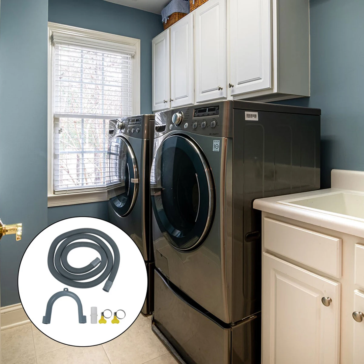 Drain Hose 2M Universal Washing Machine Drain Extension Pipe Durable PP Washer Dryer Drain Hose for Washing Machine Dishwasher