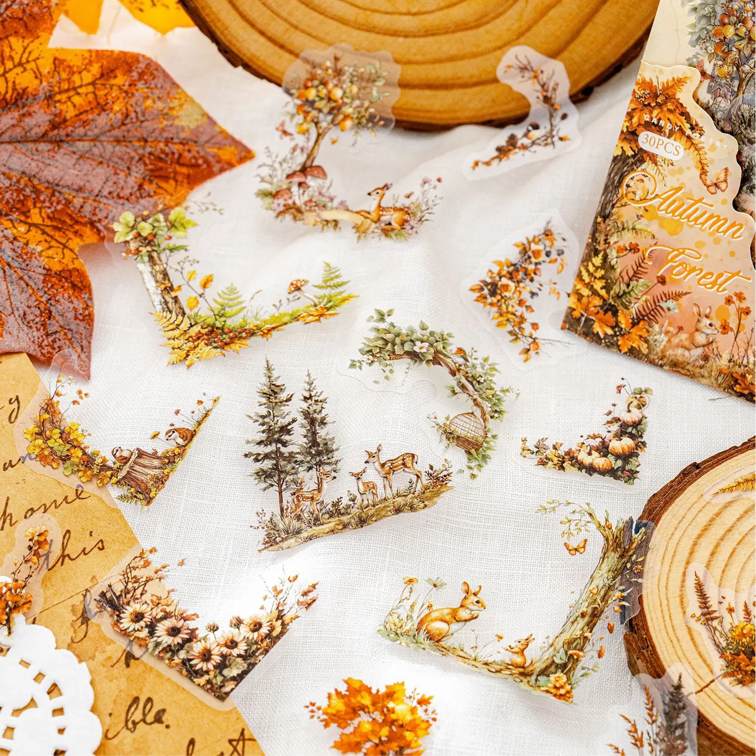 30 개/갑/팩 자연 테마 애완 동물 코너 장식 스티커 DIY 스크랩북 일기 앨범 모바일 컴퓨터 미적 편지지