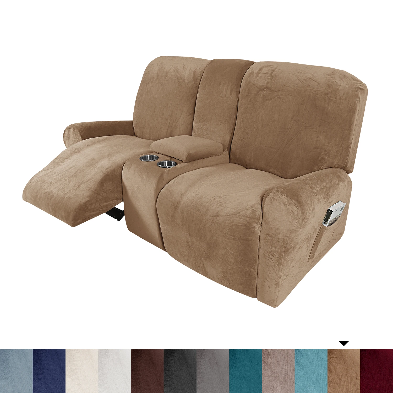 sofa-reclinavel-cobre-com-suporte-de-copo-e-console-medio-tampa-veludo-estiramento-slipcovers-loveseat-2-lugares