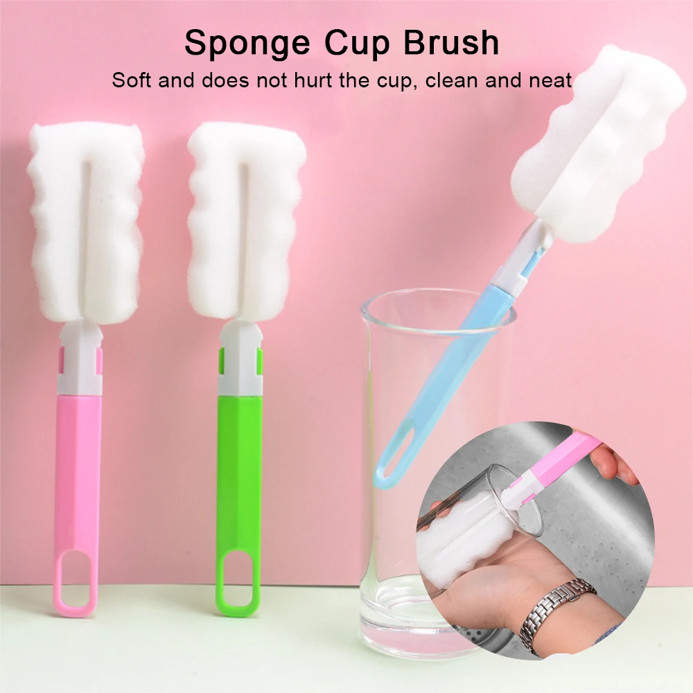 

5PCS Cleaning Brush Sponge Brush Water Bottle Cup Mug Glass Washing Sponge Cleaning Brush Scrubber with Handle Cleaning Utensils
