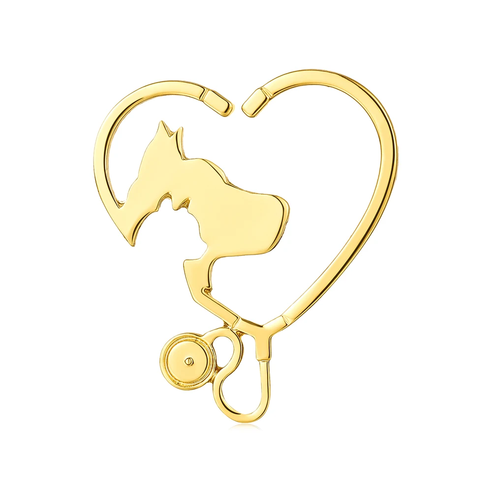 Hanreshe Schöne Hunde- und Katzen-Herz-Anstecknadel, medizinische Veterinär-Stethoskop-Brosche, Schmuck für Haustier, Arzt, Krankenschwester, Rucksack, Anstecknadel – Detail 1