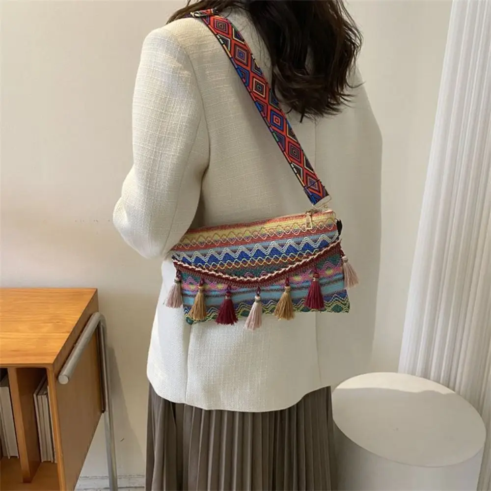 

Универсальная уличная сумка, сумки через плечо с бахромой, Женский богемный саквояж на плечо, вместительный мешок на плечо