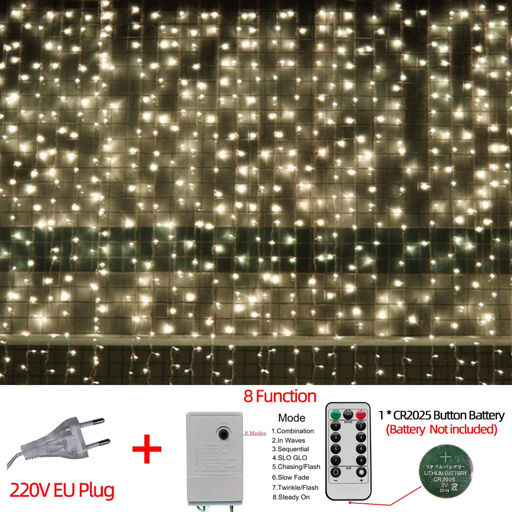 thumbnail image 1 of Guirnalda de luces LED de hadas para exteriores, impermeable, con forma de cascada, para decoración de patio, Navidad, bodas y fiestas, 1 of 5