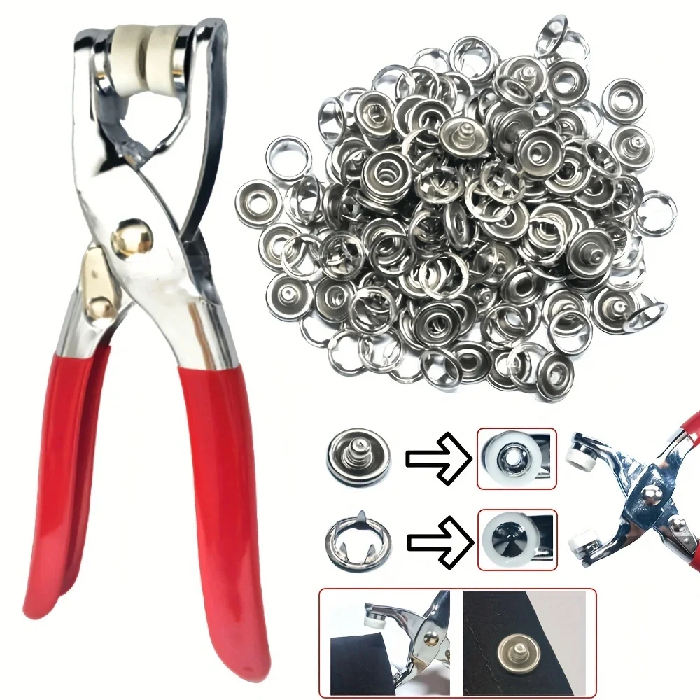 Sewing Buttons 200pcs Metal And 1pc Snap Fastener Pliers Set Easy DIY Clothes Buckle Installation