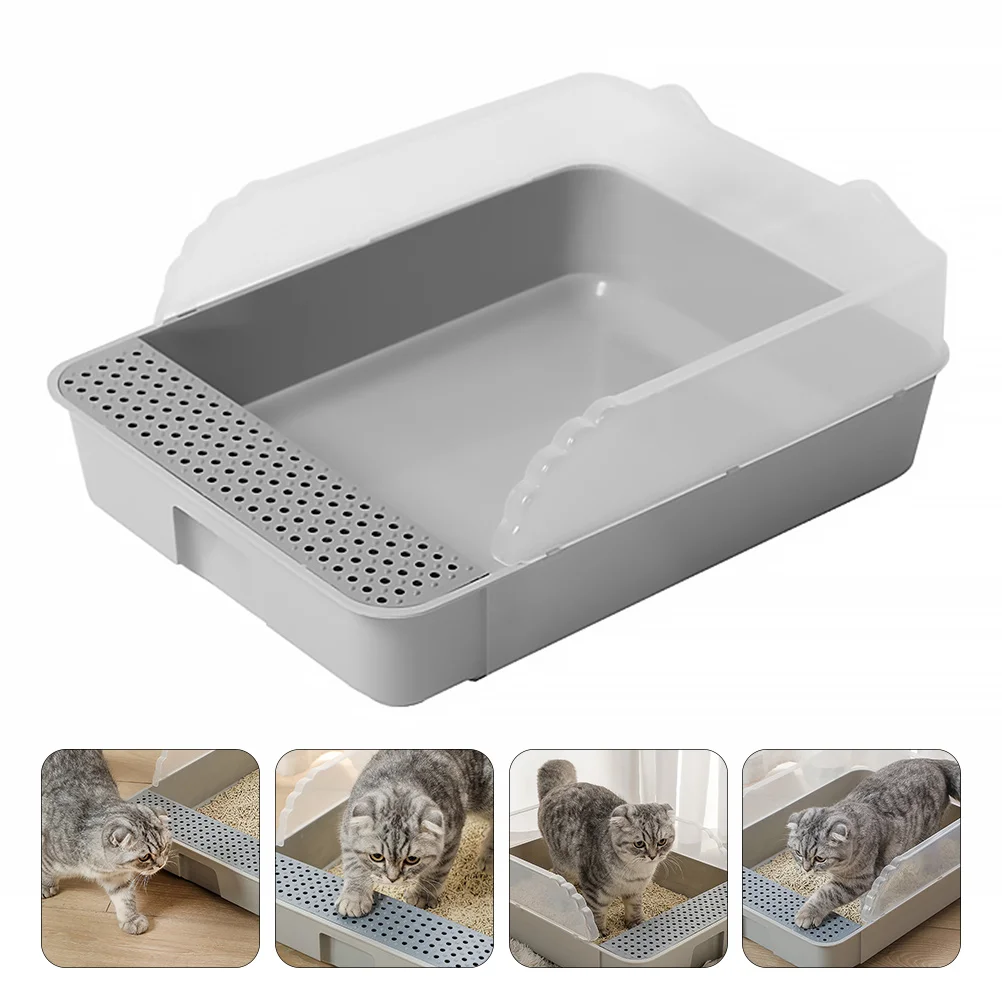 

Semi Enclosed Cat Litter Case Box Cat Toilet Sand Drain Pedal Semi Enclosed Space Kitten Cat Litter Pan Supplies