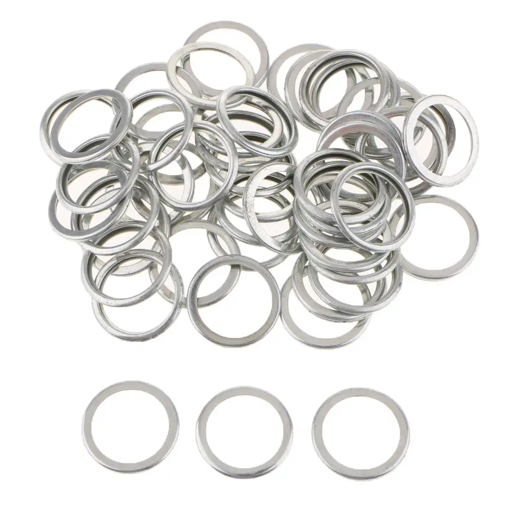 50pcs Engine Oil Drain Plug Washers Gaskets Rings Ring Size: 25mm Open Size: 20mm