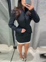 Blazer chic pour femme à col montant, simple boutonnage, cintré à la taille, manches longues, coupe ajustée, modèle 2026, pour le quotidien et les trajets 6