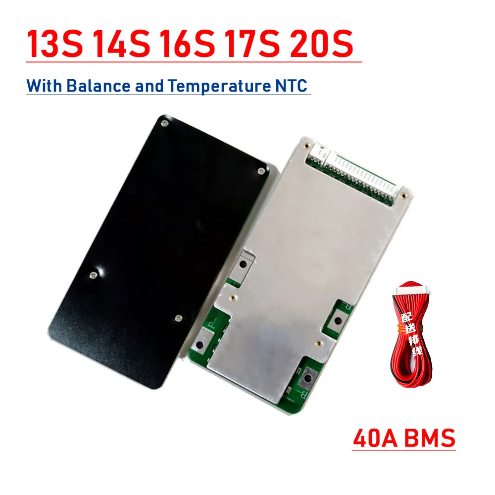 

48V 60V 72V 40A BMS Balance Temperature NTC 13S 14S 16S 17S 20S Lithium Battery Pack Protection Board 18650 Li-ion Lifepo4