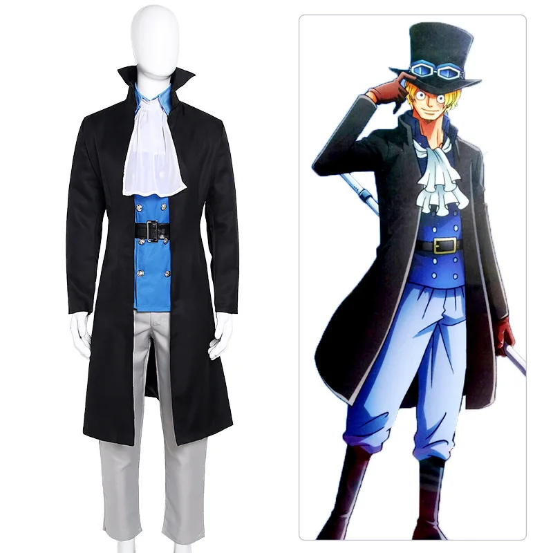 

Anime Sabo Cosplay Costumes Blue Trench Knight Uniform Shirt Full Set for Men Role Play Halloween Carnival Party Suit