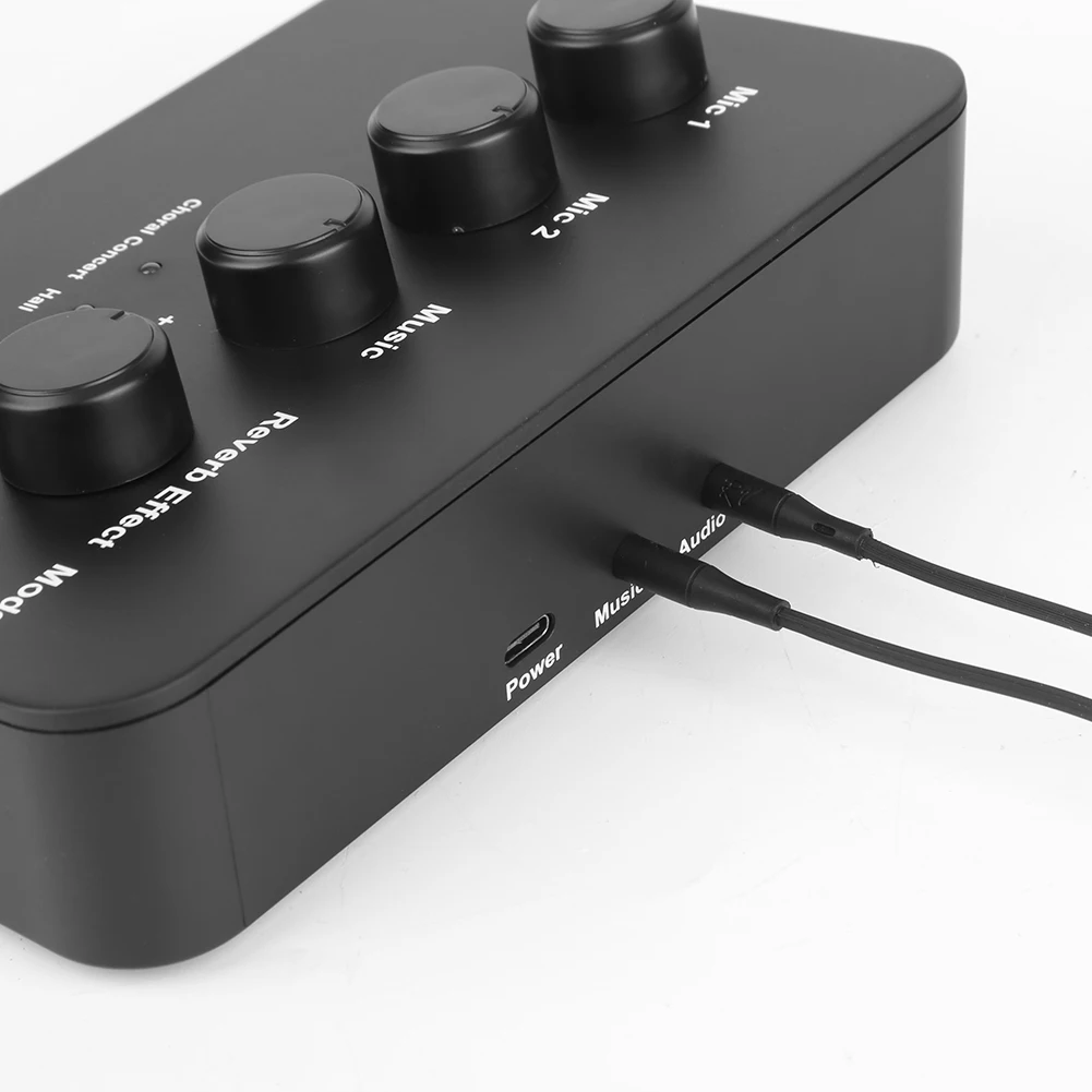 Digital Audio Sound Karaoke Machine 3.5mm AUX BT Connection Dual Mic Inputs Karaoke Sound Mixer for Karaoke Smart TV PC Speaker