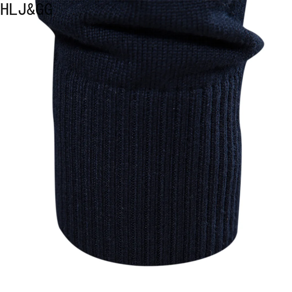 HLJ&GG Fashion Men's Patchwork Pullover Sweater Casual Mans Zipper Mock Neck Sweater Autumn Winter Warm Sweaters for Male New