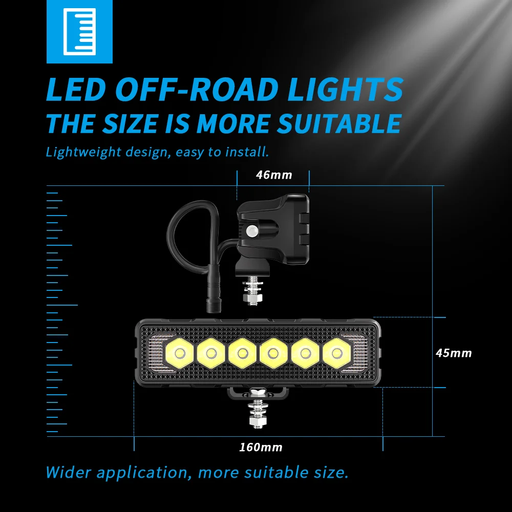 6Inch Work Fog Light Long Range Auxiliary Auto Fog Light Led Light Bar for Moto