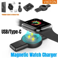 Magnetic Watch Wireless Charger USB Type-C for Apple Watch 9/8/7/6/5/4 SE Samsung Watch Galaxy 7/6/5/4 Active 1/2 Fast Charging