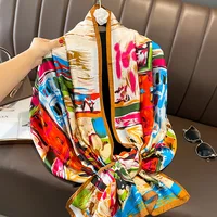 180x90 Cm Large Silk Soft Scarf Women Stylish Print Long Shawl Handkerchief Summer Elegant Travel Wrap Hot 2