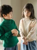 Children's Thick Pure Wool Turtleneck Pullover Boys Girls Kid 100% Australian Merino Heavy Sweater Teenager Tops Jumper Winter 6