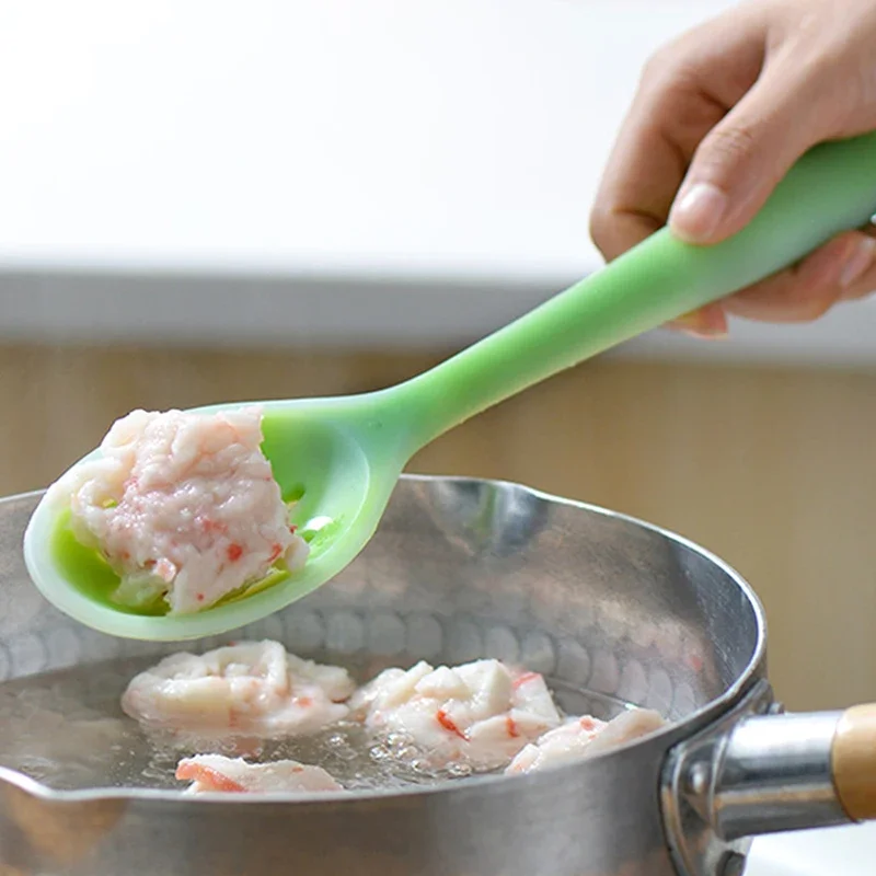 3 Pezzi Mestoli in Silicone, Cucchiai Silicone Cucina da 28 cm, Cucchiaio Silicone Cucina Lagostina, Cucchiaio da Cucina Antiaderente Resistente, per Cucinare, Cuocere e Mescolare (Verde Scuro