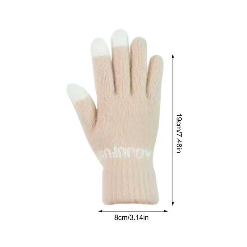 Gloves Touchscreen Women Soft Warm Gloves Non-Slip 3 Finger Hole Design Cold Weather Stretch Cute Thickened