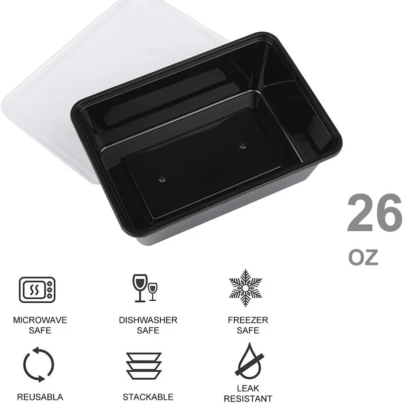 Description Picture 3 of item50pcs Disposable Packing Box Reusable Meal Prep Containers Microwavable Dishwasher Safe Portable Food Boxes Kitchen Accessories