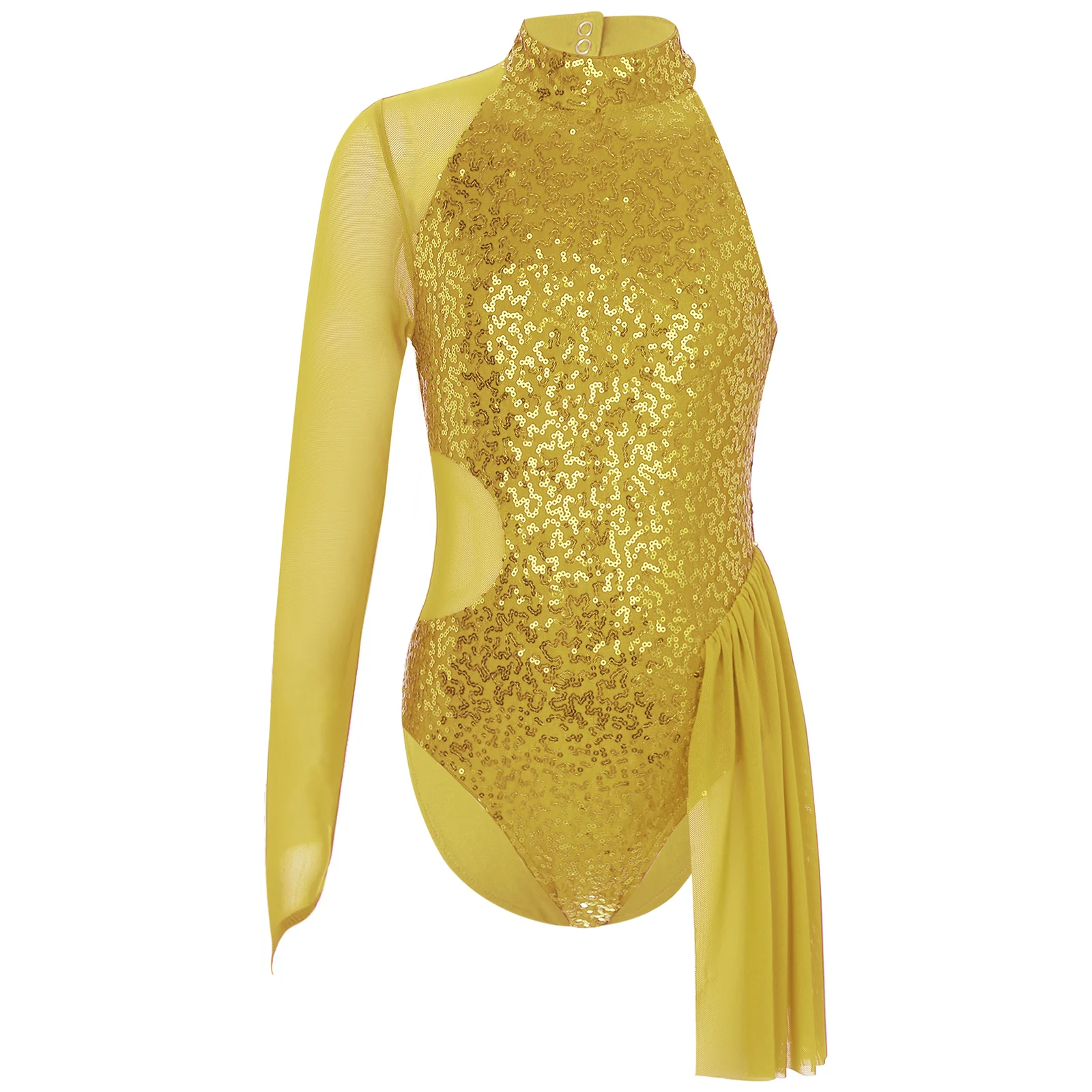 thumbnail image 1 of Leotardos de gimnasia para niñas, disfraz de Jersey de Ballet, lentejuelas brillantes, malla transparente, Tango, Chacha, baile latino, Ropa de baile, 1 of 5
