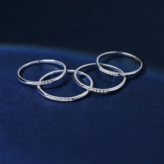 Silver Rings Silver Ring 925 Sterling Silver Zircon Round Geometric For Fashion Women Fine Jewelry Accessories Gift