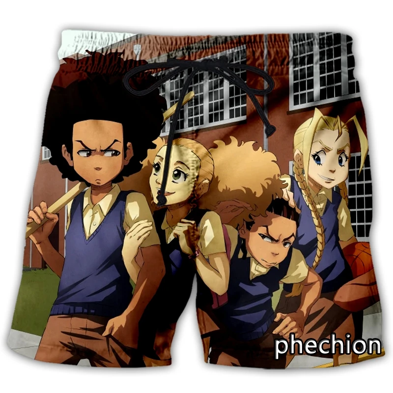 

phechion New Fashion Men/Women The Boondocks 3D Print Casual Shorts Novelty Streetwear Men Loose Sporting Shorts L78