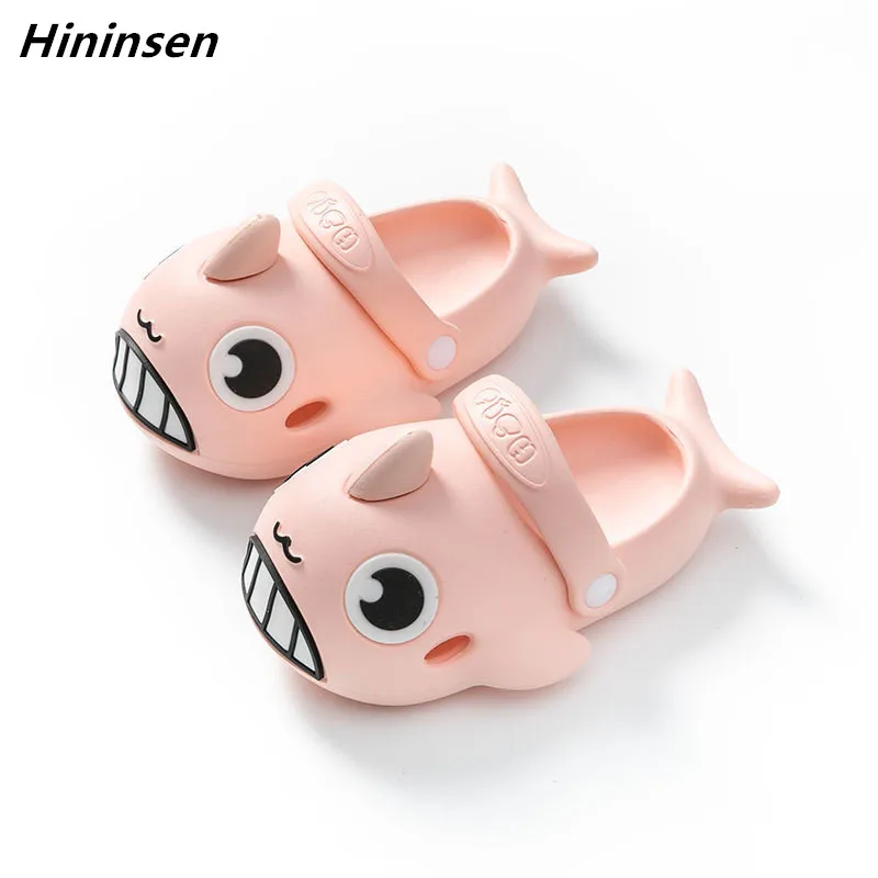 Kids Summer Outdoor Slippers Girl Baby Cartoon Pink Shark Antiskid Light Slippers Toddler Boys Cute Animal Sandals 1-3Years Old