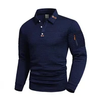Polo homme manches longues, disponible en 5 couleurs, adapté au printemps et à l'automne. Col blanc, design de boutons, détail de fermeture éclair 2