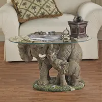 Glass-Topped Coffee and Cocktail Table, 18" High, Full Color Finish Creative Elephant Living Room Tables 2