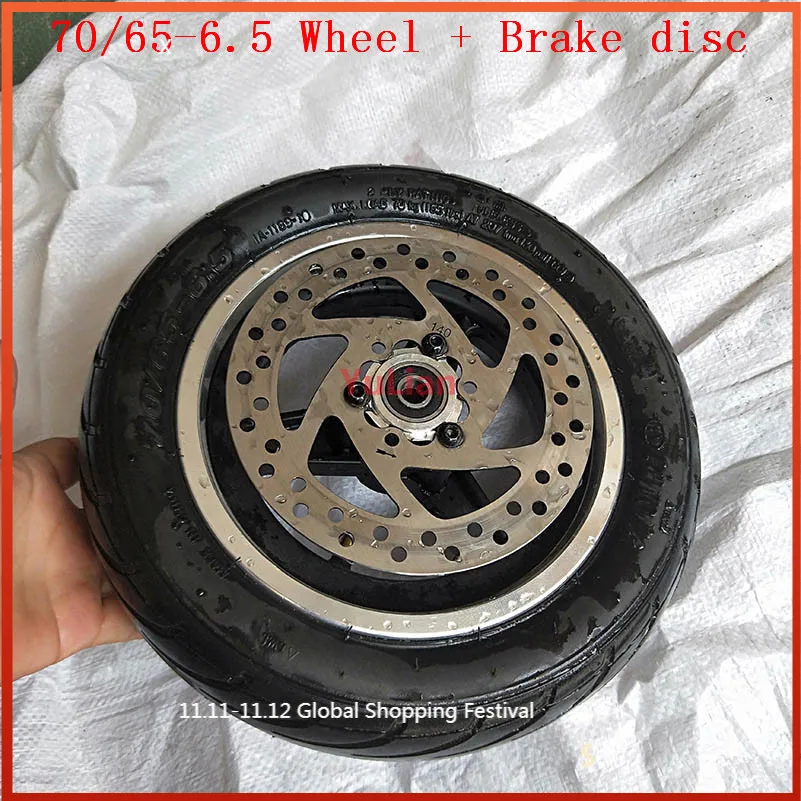 

10 inch Front wheel 70/65-6.5 tyre tubeless vacuum tire and alloy wheel hub with Brake disc for electric scooter
