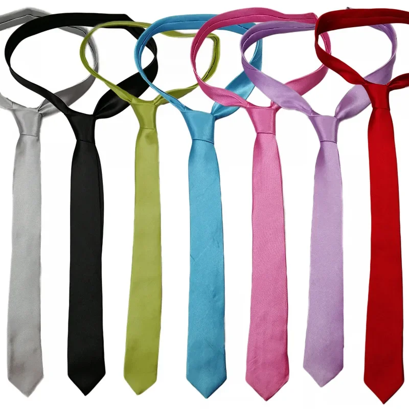 

Imitation Silk Solid Color Hand Play Long 5cm Korean Version Narrow Tie Female Male Black Students Wedding Groomsman KTV Tide