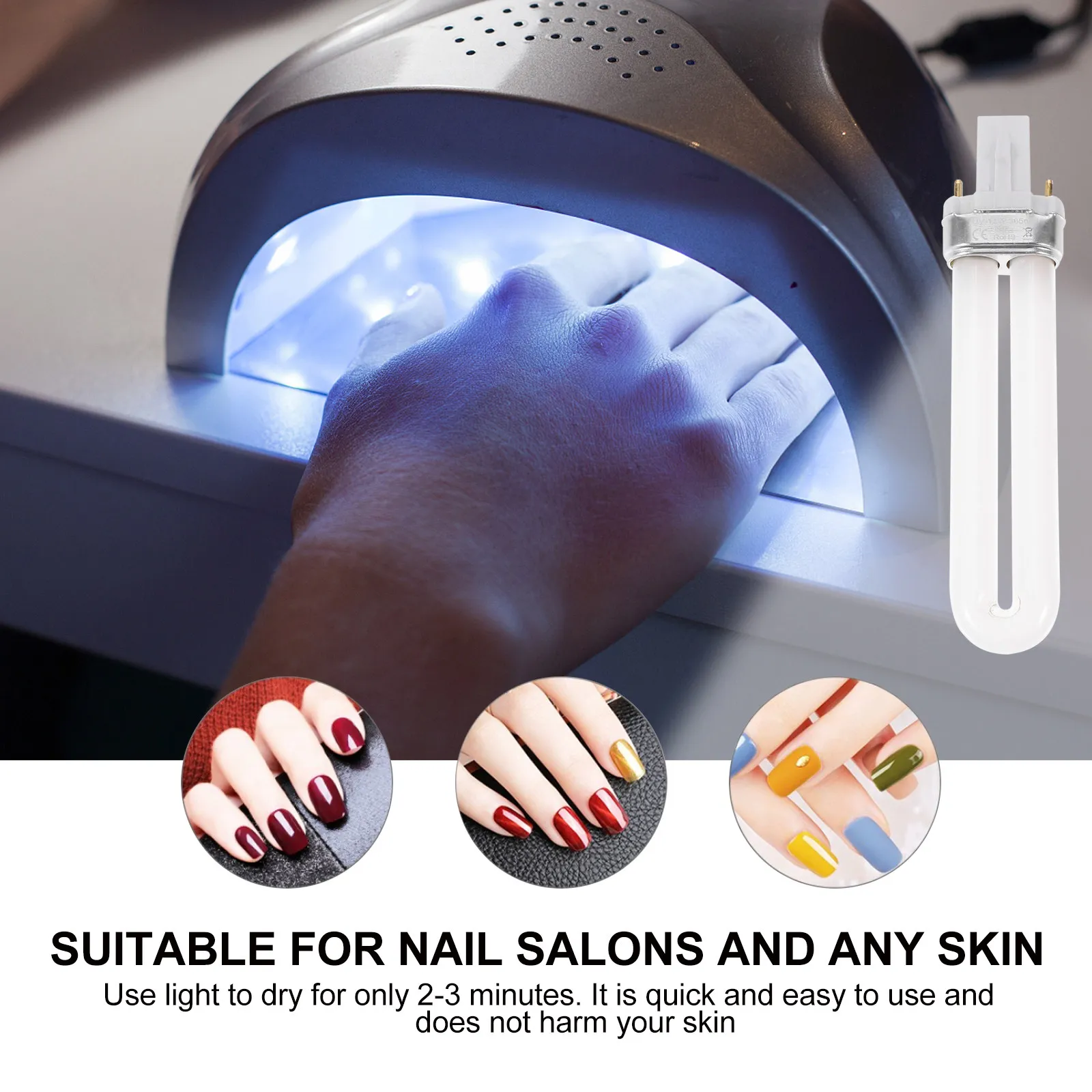 8Pcs 9W 매니큐어 라이트 튜브 프리미엄 품질 재사용 가능한 램프 빠른 건조 젤 네일용 DIY 매니아를 위한 완벽한 선물
