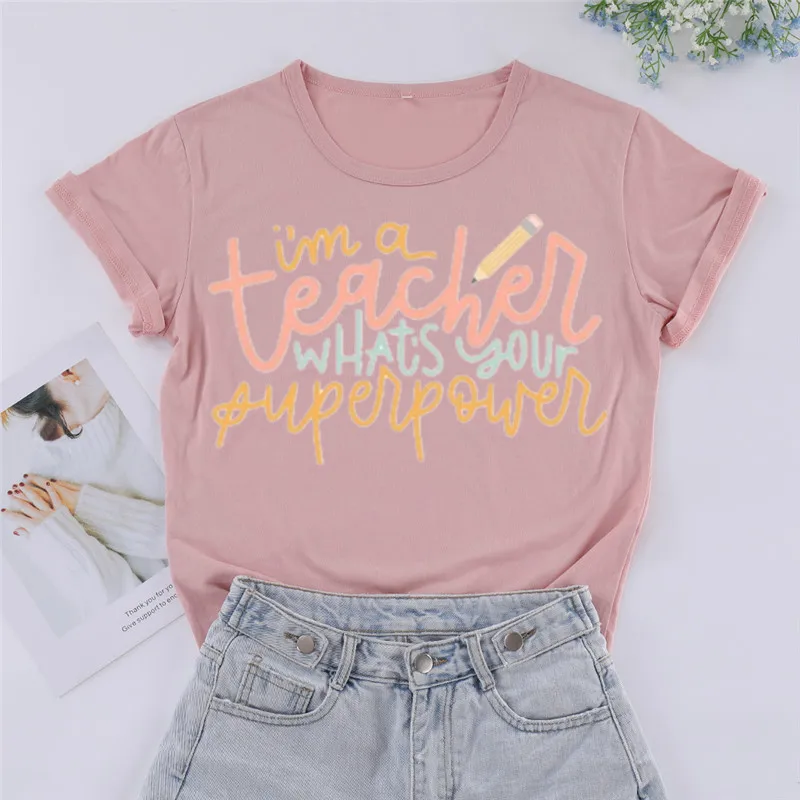 

Teacher Shirts, Teacher Gifts For Women Shirt Short Sleeve Top Tees O Neck 100% Cotton Fashion Streetwear harajuku Drop Shipping