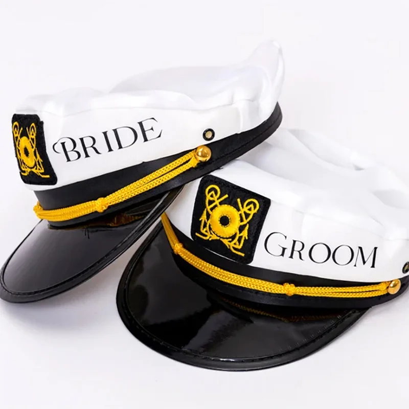 Nauti Braut Bräutigam Kapitän Hut nautischen Segelboot Yacht Skipper Hochzeit Junggesellen Junggesellen abschied Braut dusche Dekoration Geschenk