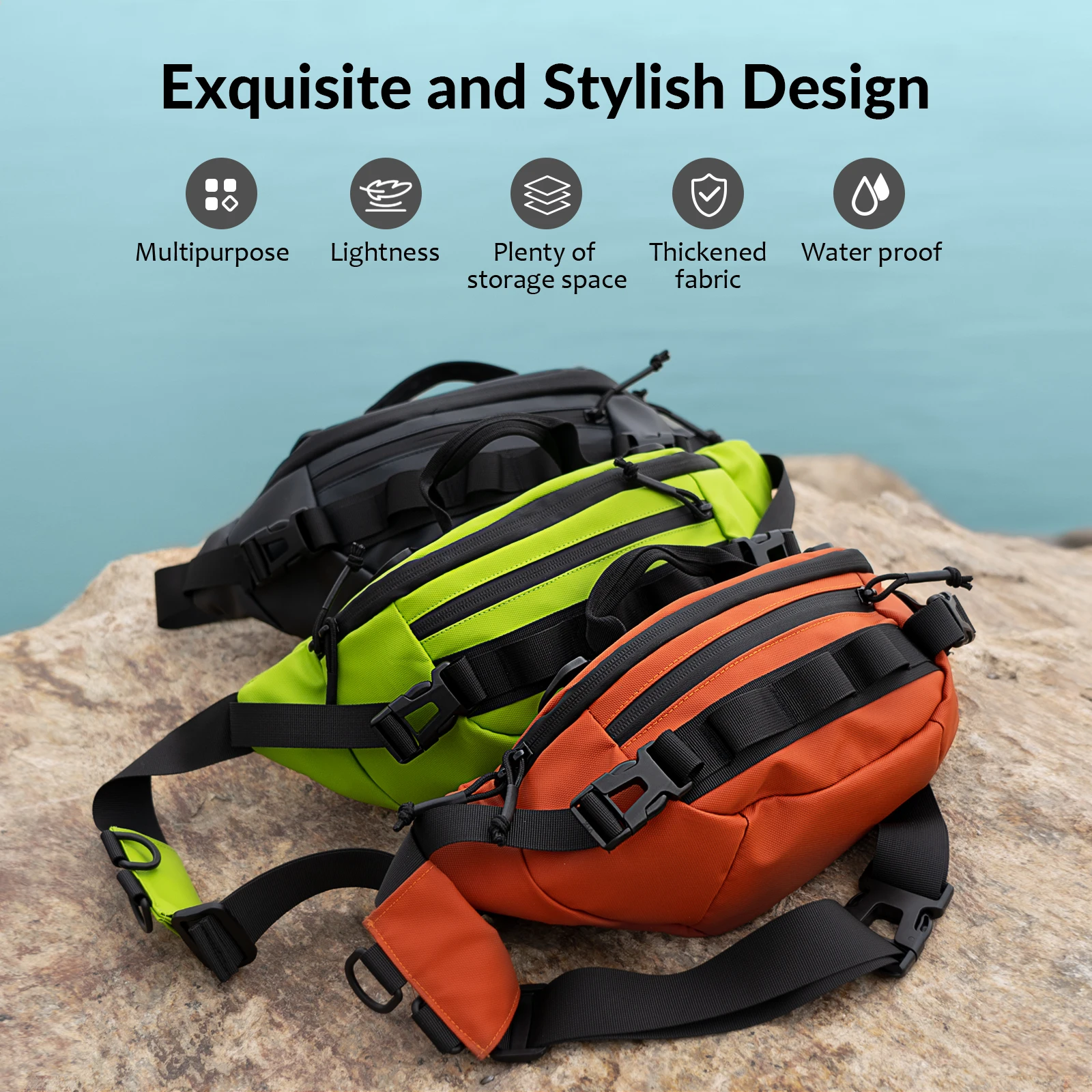 Description Picture 3 of item1pcs Fishing Waist Bag Outdoors Sport Waterprooof Fishing Lures Storage Bags Fishing Tackle Gear Belt Bags One Shoulder Backpack