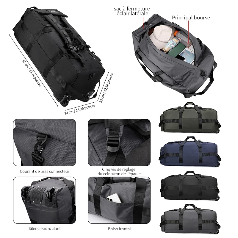 Bolso de viaje con ruedas grande equipaje de mano práctico_voghion.com