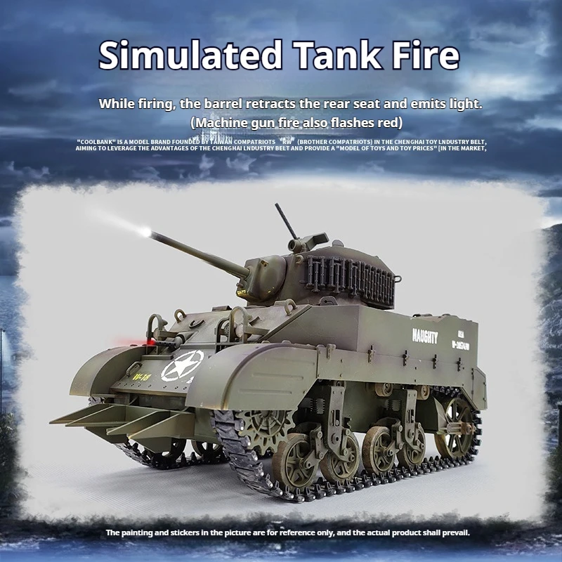 Coolbank Stuart M5a1 Military Simulation Toy Model Light Tank Military Vehicle Remote Control Tracked Tank Sound And Light Toy 6