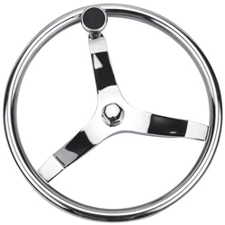 Mirror Polished Stainless Steel Steering Wheel Boat with Control Knob and 5/8 