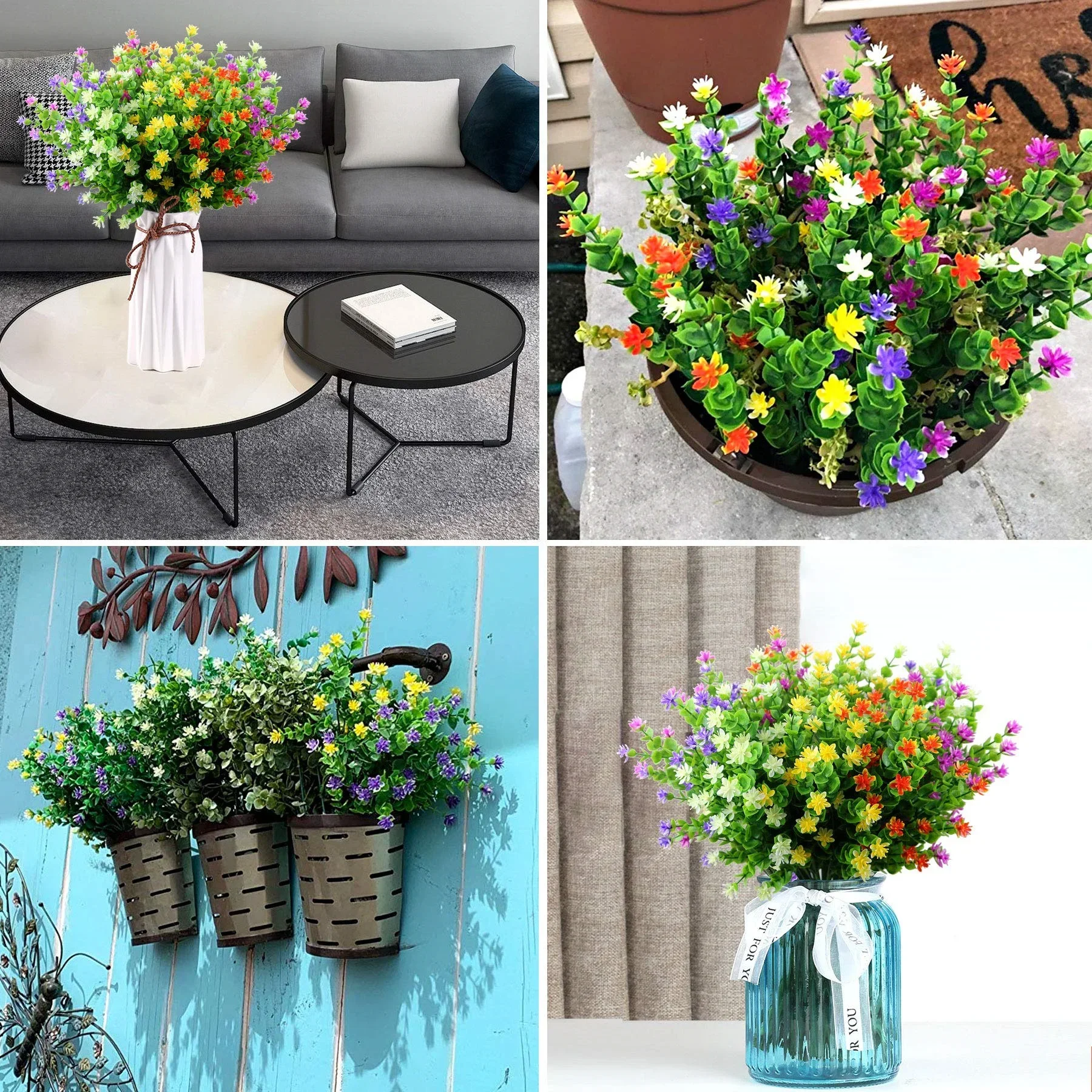 Artificial Plants Artificial Flowers Artificial Flower Artificial Flower Bouquet 1 Bundle Artificial Flowers Outdoor UV Resistant Greenery Shrubs Plants for Home Kitchen Office Wedding Garden Decor Fake Flower