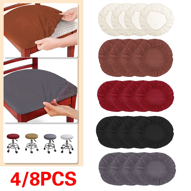Elastic Soft Chair Slipcovers, Removível e Lavável, Office Seat Protector Cover, Almofada do banquete, Cadeira de jantar, 5 Cores, 1 Pc, 4Pcs