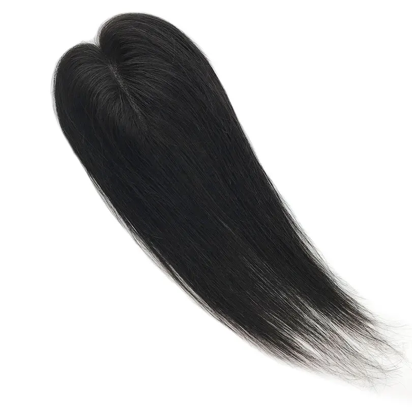 7x10cm Natural Skin Scalp Top Mono Base Toppers 2 Clips in With PU around Virgin Human Hair Women Topper Piece Cover Hairline 3
