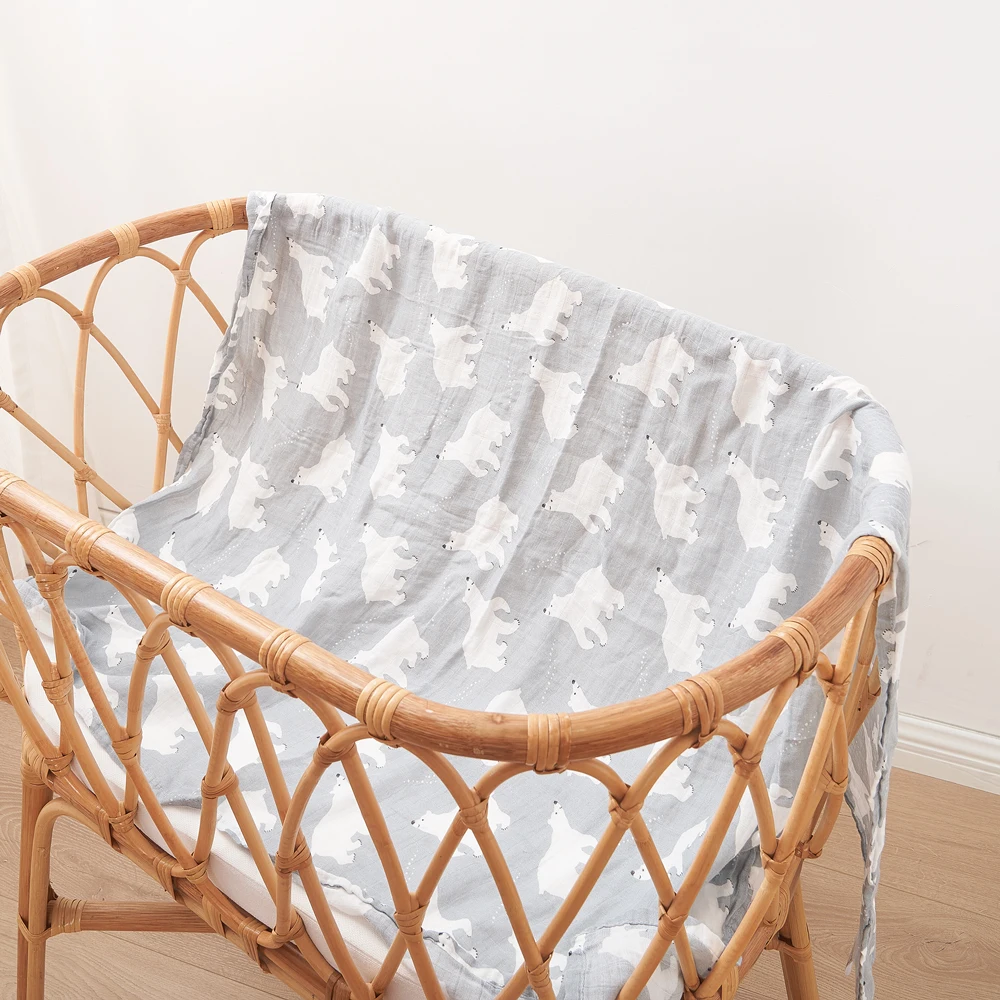 HappyFlute Fashion Print One Piece 120*110cm Soft Bamboo Cotton Baby Wrap Travel Newborn Multi-function Swaddle Sleeping Blanket 6