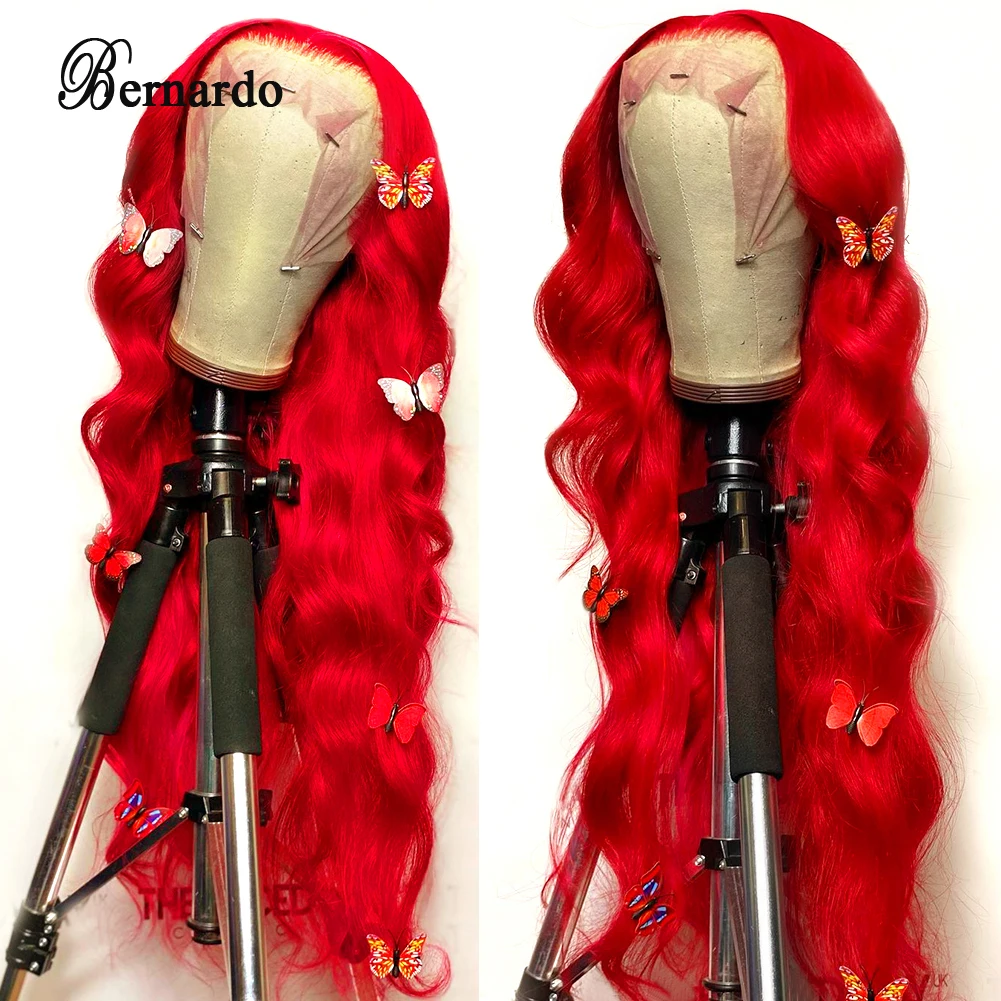 Bernardo 26 Inches Synthetic Lace Front Wigs Red Hair Body Wave Wig Synthetic Water Wave Wig for Black Women Ginger Lace Wigs lace front wig lace wig